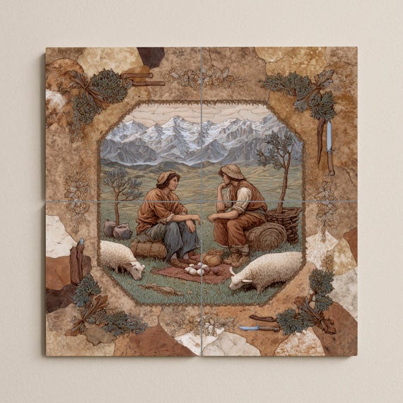 Mural de azulejos de pastores alpinos — vista 4