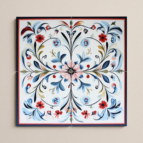 Mural cerámico noruego Rosemaling — vista 2