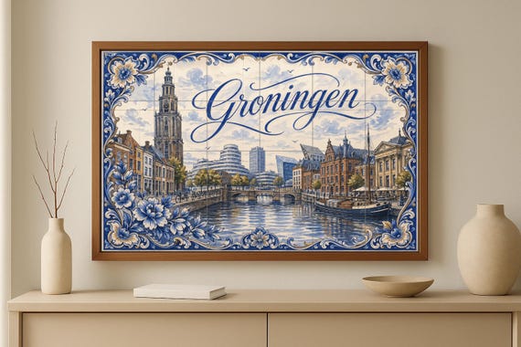Mural de azulejos de cerámica de Groningen, Países Bajos, arte mural de la ci… — vista 3