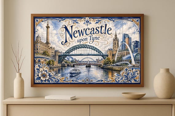 Mural de azulejos de cerámica de Newcastle upon Tyne, arte mural del puente T… — vista 3