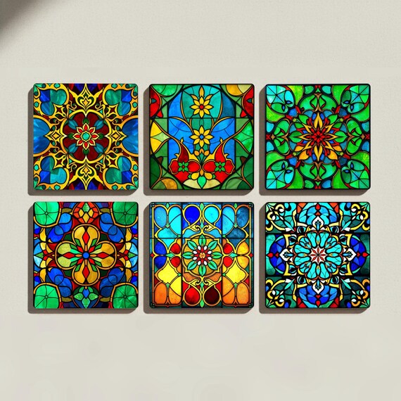 Vitrales - Mosaico en tonos joya, juego de 6 — vista 3
