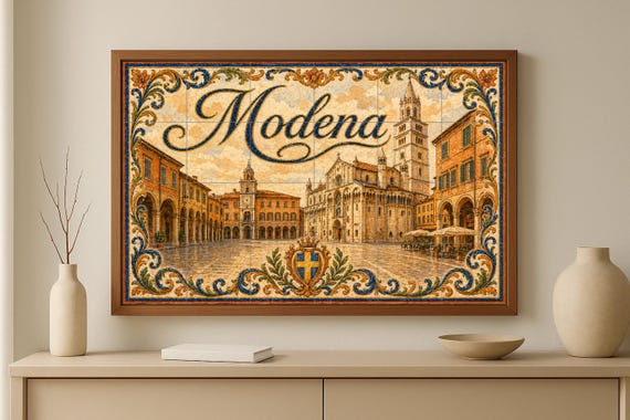 Mural de azulejos de cerámica de Módena, Italia, arte mural de Emilia-Romaña,… — vista 3