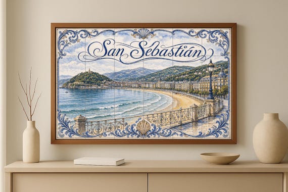 Mural de azulejos de cerámica de La Concha, San Sebastián, decoración de pare… — vista 4