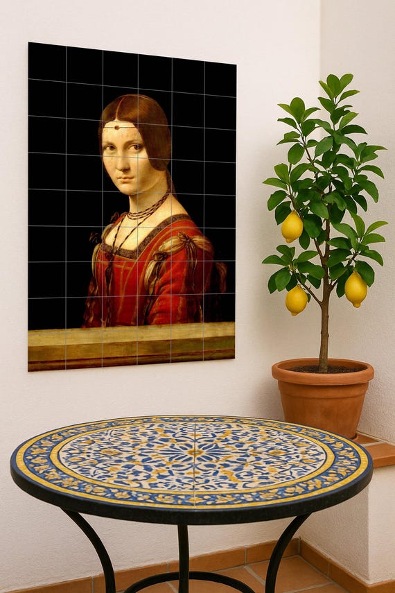 Mural de azulejos cerámicos La Belle Ferronnière — Mural cerámico de Cerámicas La Noria