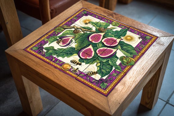 Mural de azulejos de cerámica con higos, hojas, abejas y caracoles, diseño de… — vista 4