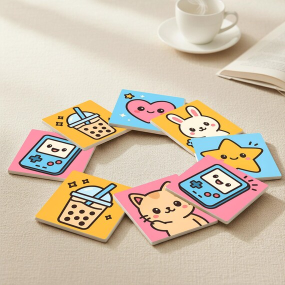 Kawaii / Posavasos con personajes pastel — vista 3