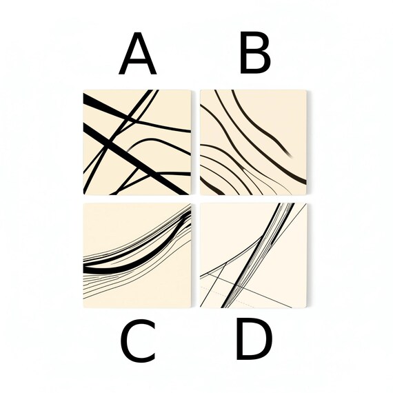 Esmaltada con arte lineal abstracto, decoración minimalista moderna — vista 2