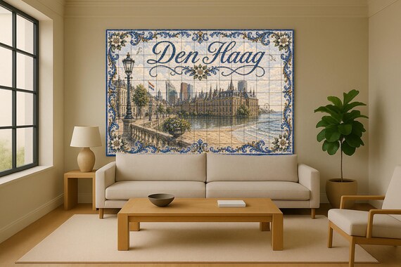 Mural de azulejos de cerámica de La Haya, Países Bajos, arte mural de ciudad … — vista 2