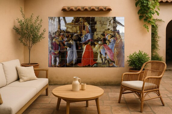 Mural de azulejos de cerámica de la Adoración de los Reyes Magos — vista 4