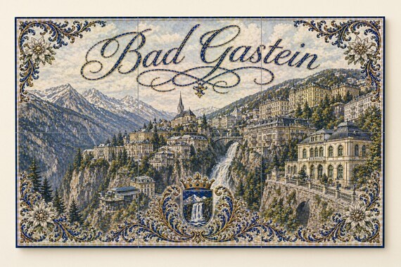 Mural de azulejos de cerámica de Bad Gastein, Austria — vista 3