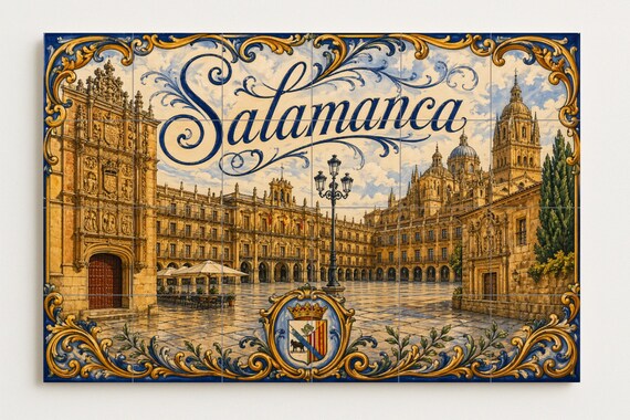 Mural de azulejos de cerámica de la Plaza Mayor de Salamanca, decoración mura… — vista 3