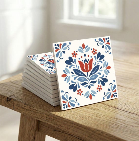 Utrecht tulipán — Azulejo decorativo de Cerámicas La Noria