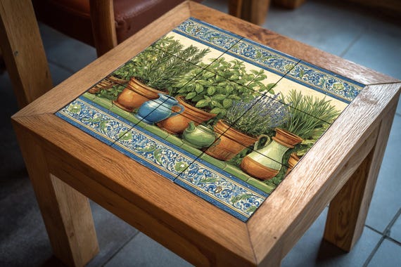 Mural de azulejos de jardín de hierbas — Mural cerámico de Cerámicas La Noria