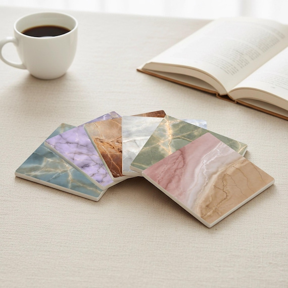 Texturas de mármol en tonos pastel, ónix rosa, mármol verde y azulejos — vista 3