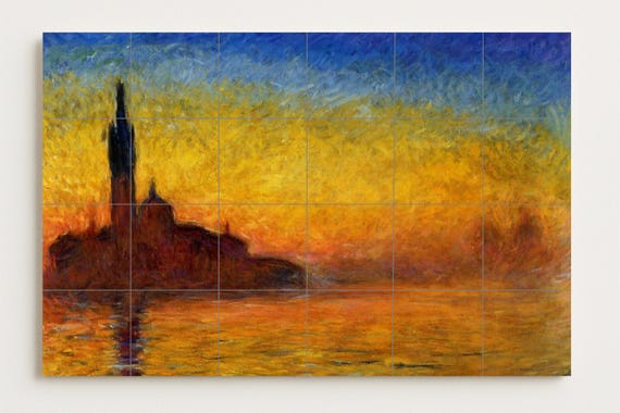 Mural de azulejos de cerámica "Venecia al atardecer"