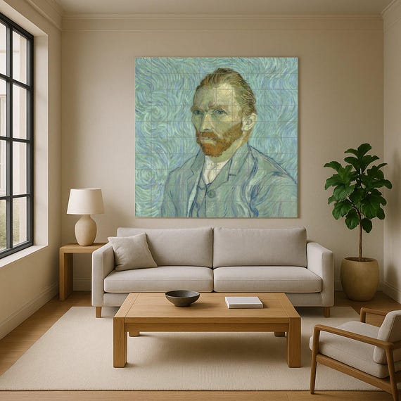 Mural de azulejos de cerámica con el autorretrato de Van Gogh
