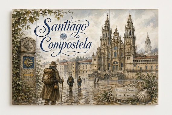 Mural de azulejos cerámicos de la Catedral de Santiago de Compostela, decorac… — vista 4