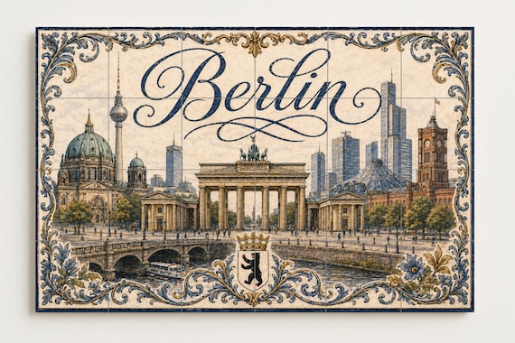 Mural de azulejos de cerámica de Berlín, Alemania, Puerta de Brandeburgo, art… — vista 4