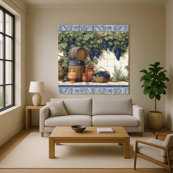Mural de azulejos de viñedo