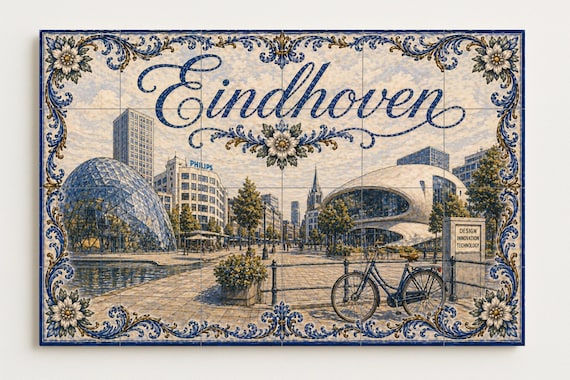 Mural de azulejos de cerámica de Eindhoven, Países Bajos, arte mural moderno … — vista 4