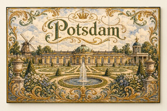 Mural de azulejos de cerámica del Palacio de Potsdam, arte mural para el Jard… — vista 3