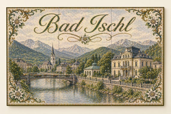 Mural de azulejos de cerámica de Bad Ischl, Austria