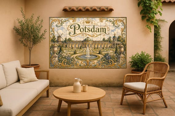 Mural de azulejos de cerámica del Palacio de Potsdam, arte mural para el Jard…