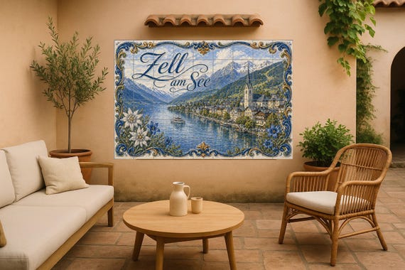 Mural de azulejos de cerámica de Zell am See, Austria