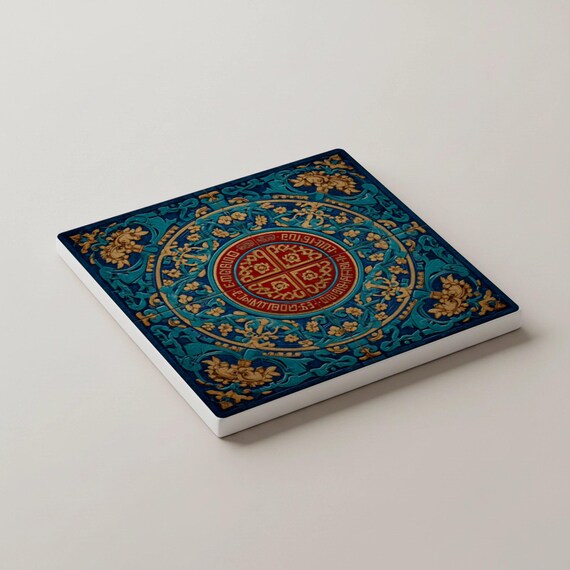 Medallón asiático / Juego de posavasos de azulejos orientales / Decora — vista 3