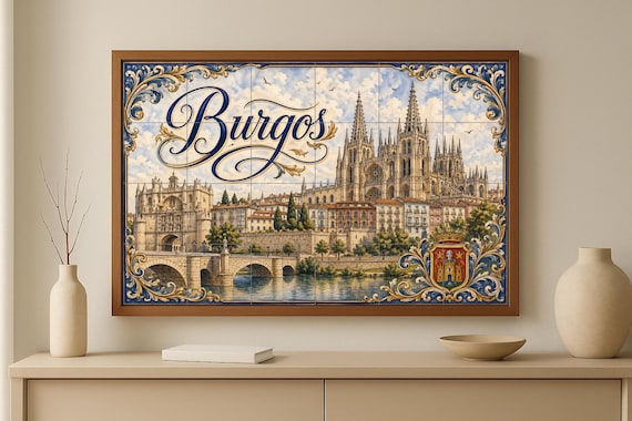 Mural de azulejos de cerámica de la Catedral de Burgos, decoración de pared g… — vista 4