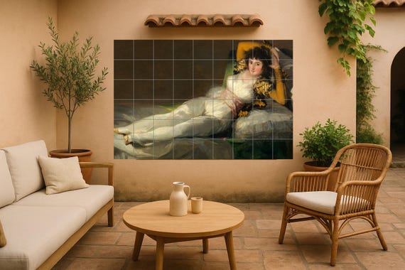 Mural de azulejos La Maja Vestida Goya