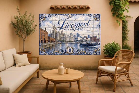 Mural de azulejos de cerámica de Liverpool, Inglaterra, arte mural de Albert … — Mural cerámico de Cerámicas La Noria