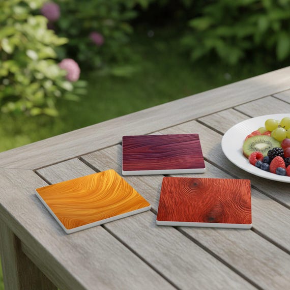 Vetas de madera de colores — Posavasos de cerámica y corcho de Cerámicas La Noria