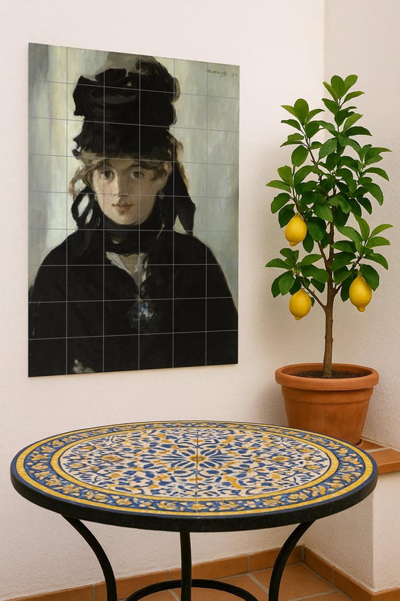 Mural de azulejos de cerámica con retrato de Berthe Morisot
