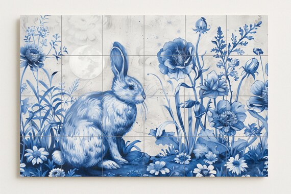 Mural floral de conejo azul — vista 2