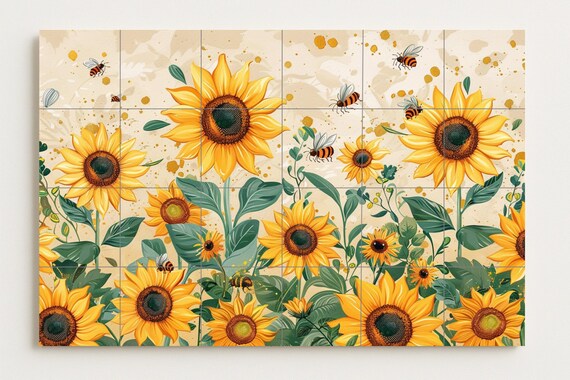 Mural de abejas y girasoles — vista 2