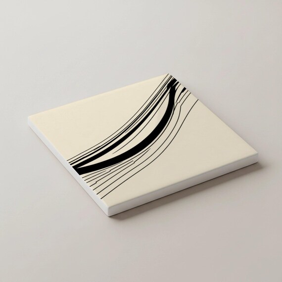 Esmaltada con arte lineal abstracto, decoración minimalista moderna — vista 4