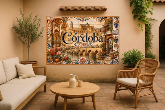 Mural de azulejos de cerámica de la Mezquita de Córdoba, decoración de pared … — Mural cerámico de Cerámicas La Noria