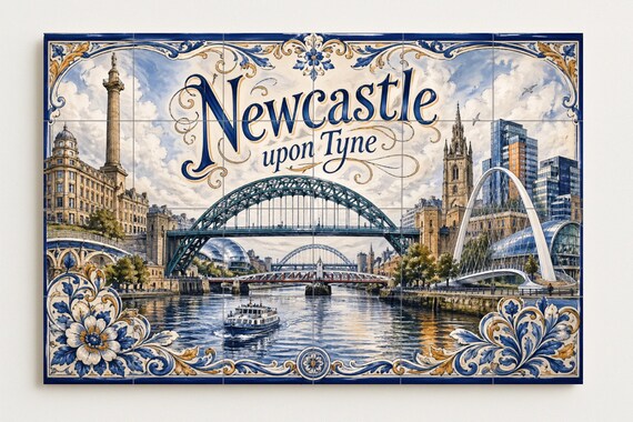 Mural de azulejos de cerámica de Newcastle upon Tyne, arte mural del puente T… — vista 4