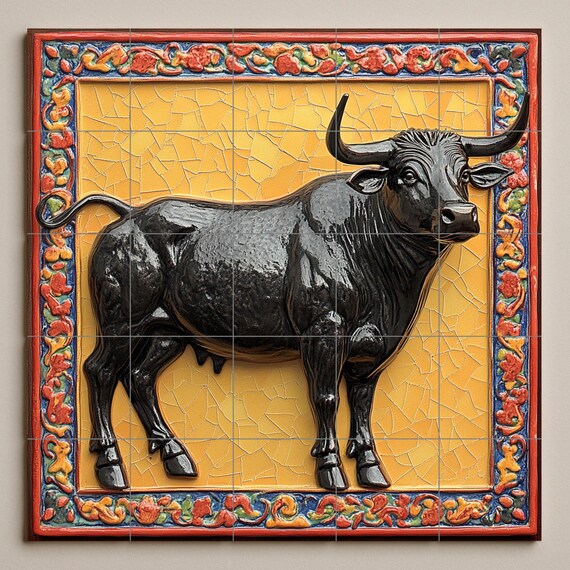 Mural cerámico de un toro majestuoso — vista 3