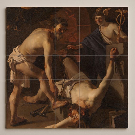 Mural de cerámica de Prometeo encadenado — Mural cerámico de Cerámicas La Noria