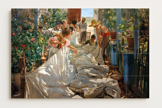 Mural de azulejos "Cosiendo la vela" de Sorolla — vista 2