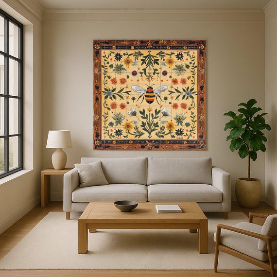 Mural esloveno con motivos de abejas