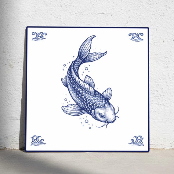 Koi pez — Azulejo decorativo de Cerámicas La Noria