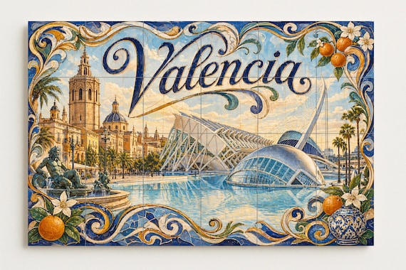Mural de azulejos cerámicos de Valencia, Ciudad de las Artes y las Ciencias, … — vista 4