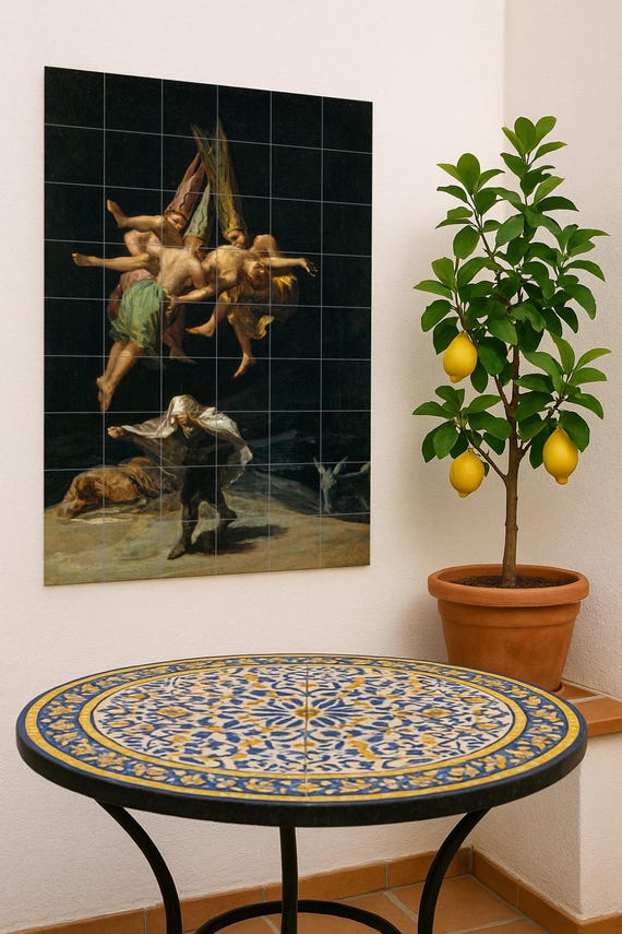 Mural de azulejos de cerámica "El vuelo de las brujas" — Mural cerámico de Cerámicas La Noria