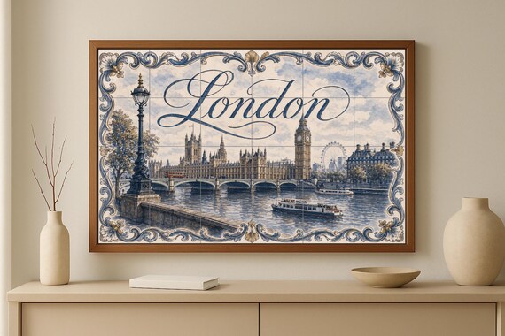 Mural de azulejos de cerámica de Londres, Inglaterra, arte mural de Westminst… — vista 3