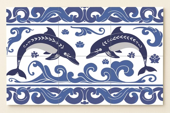 Mural de azulejos con delfines de Cnosos — vista 3