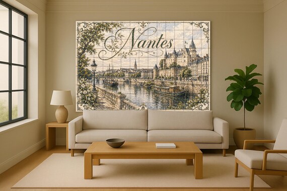Mural de azulejos de cerámica de Nantes, arte mural del río Loira, Francia, c… — vista 2
