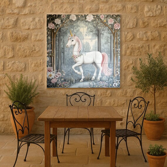 Mural de azulejos de unicornio encantado — vista 4
